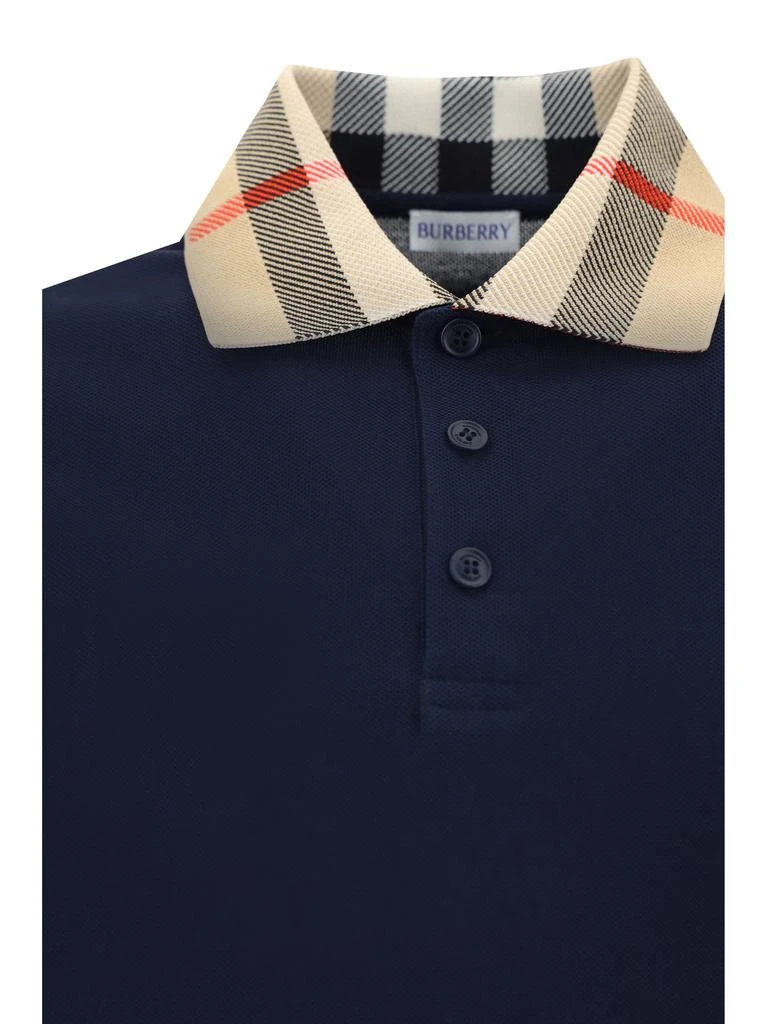 Burberry Burberry Checked Collar Long Sleeved Polo Shirt 3