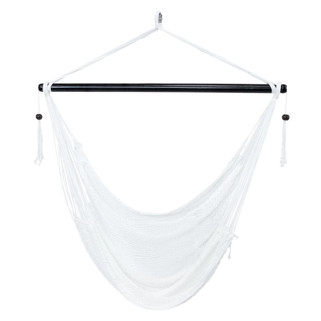 Sunnydaze Caribbean Style Extra Large Hanging Rope Hammock Chair Swing for Backyard and Patio 11