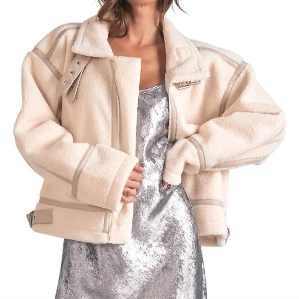 Elan Sherpa Bomber Jacket In White