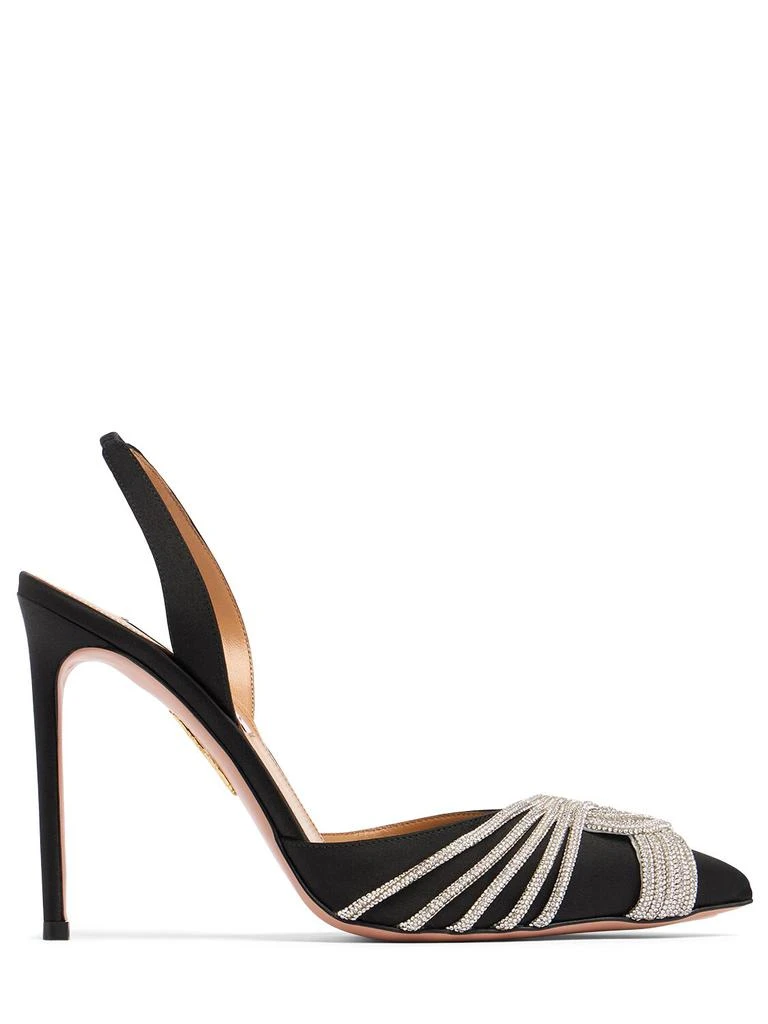 Aquazzura 105mm Gatsby Satin Slingback Pumps 1