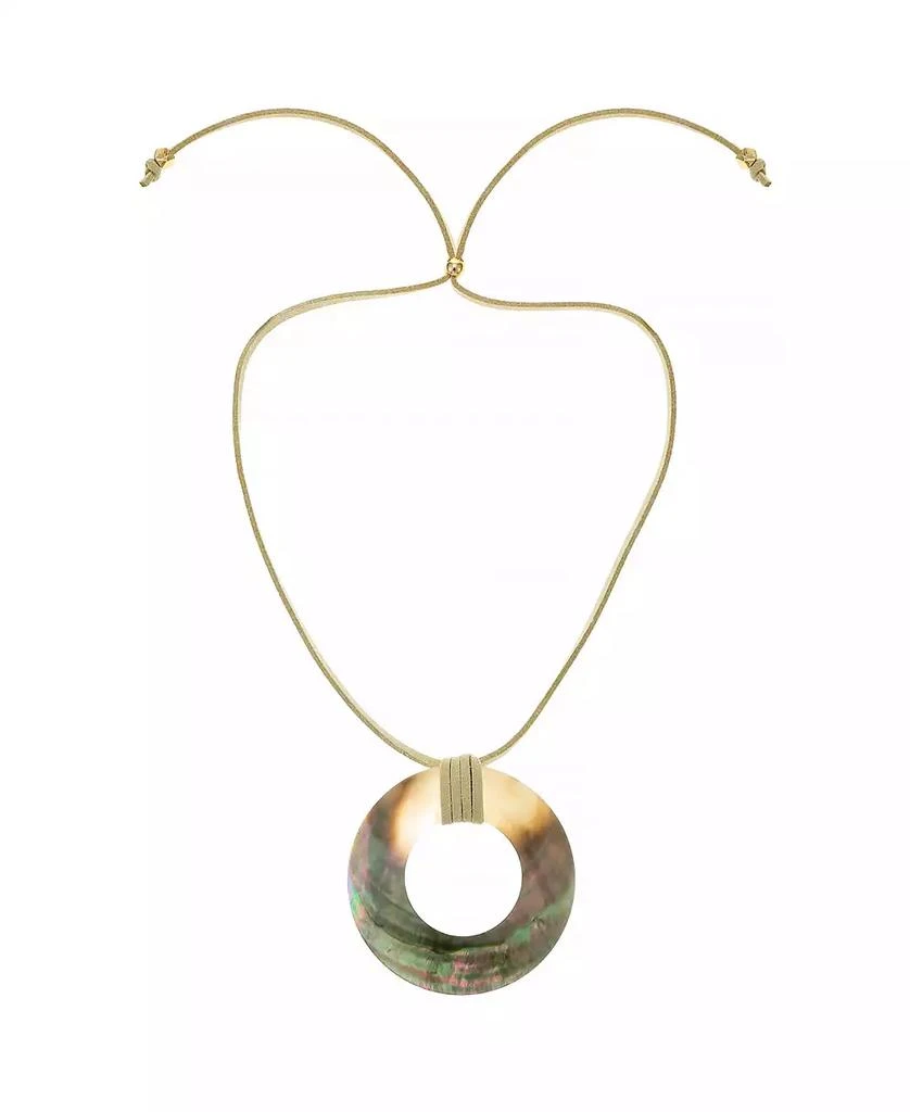 Ettika Jewelry 18K Gold Plated Iridescent Shell Circle Pendant Adjustable Necklace