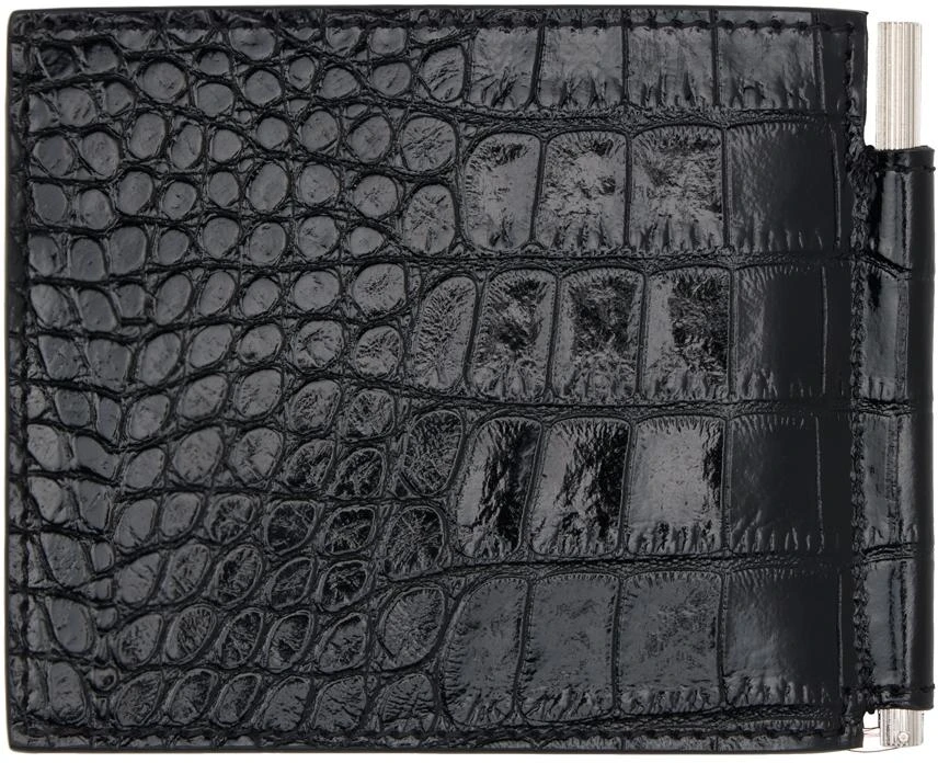Tom Ford Black Shiny Printed Croc T Line Money Clip Wallet 2
