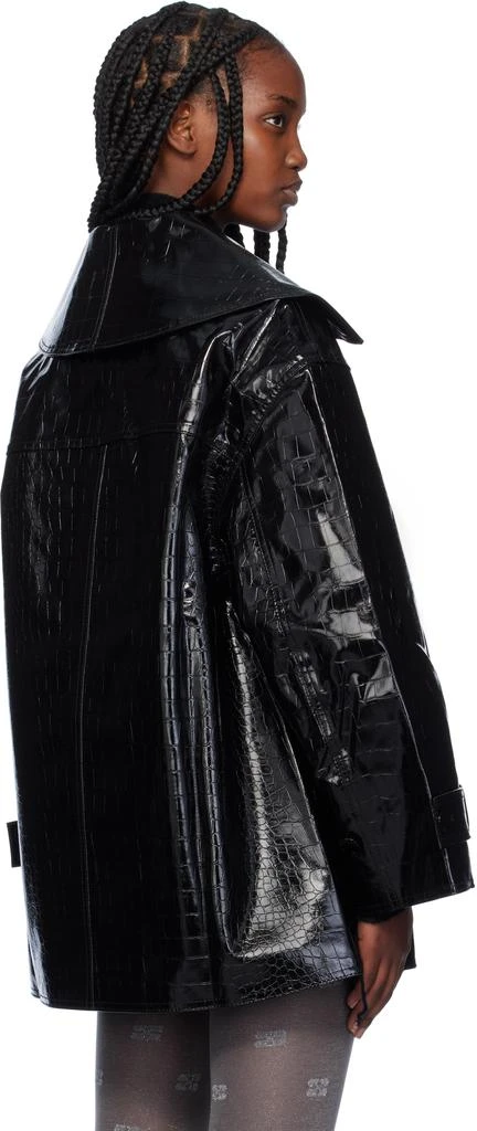 Ganni Black Future Coated Faux-Leather Blazer 3