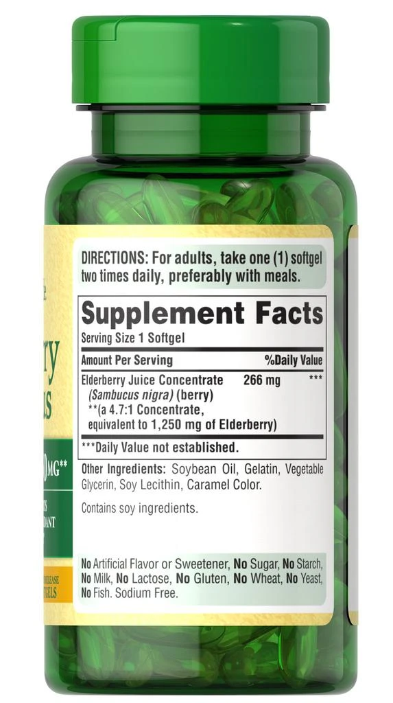 Puritan's Pride Top Sellers: Elderberry Sambucus 1,250 mg 5