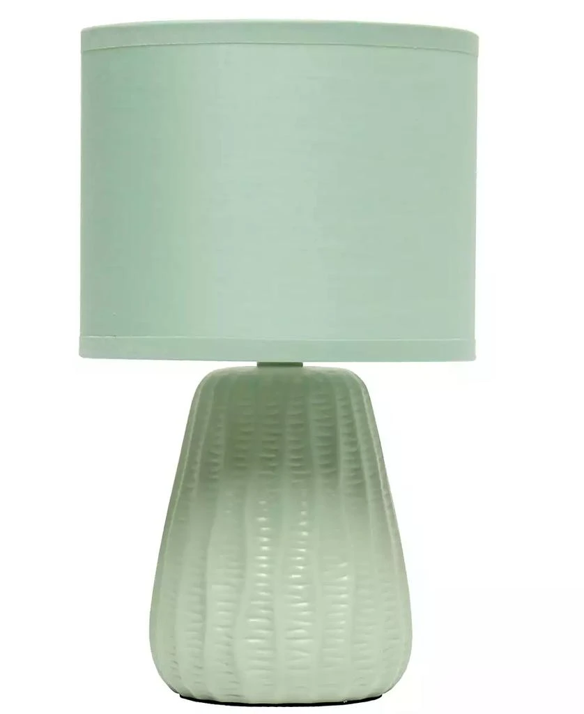 Simple Designs 11.02" Traditional Mini Modern Ceramic Texture Pastel Accent Bedside Table Desk Lamp with Matching Fabric Shade 31