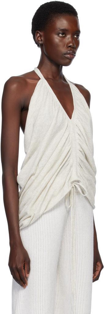 LAUREN MANOOGIAN Gray Drape Halter Top