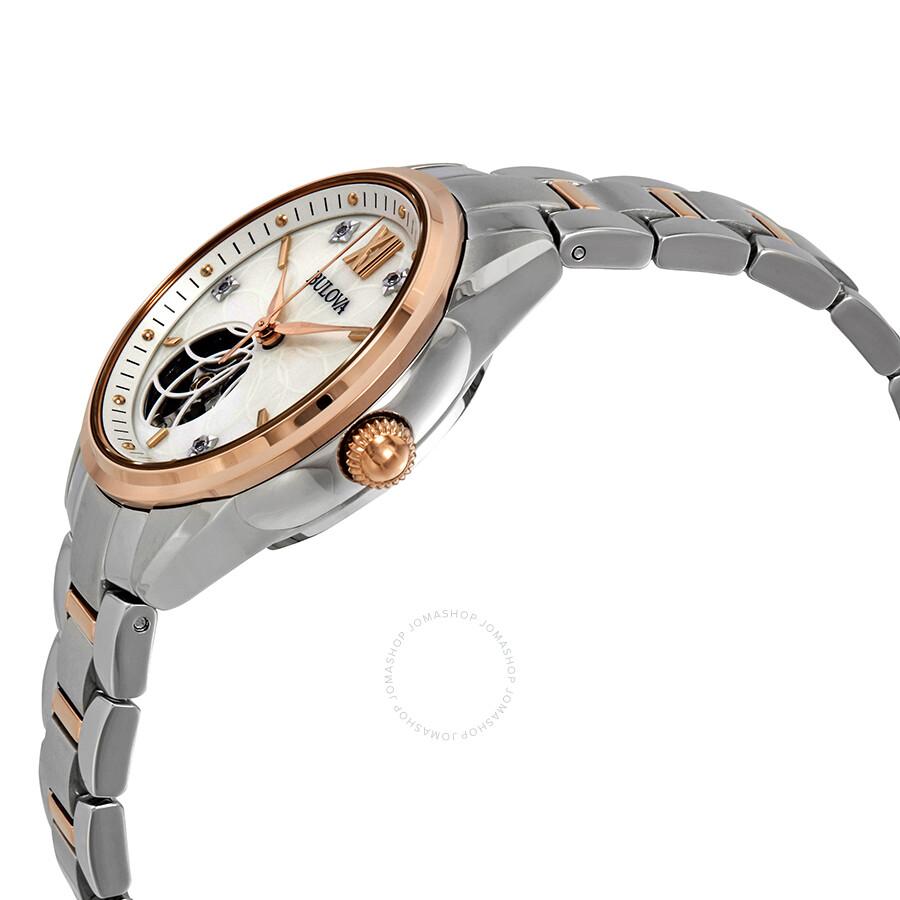 Bulova Classics Automatic Mother of Pearl Diamond Dial Ladies Watch 98P170