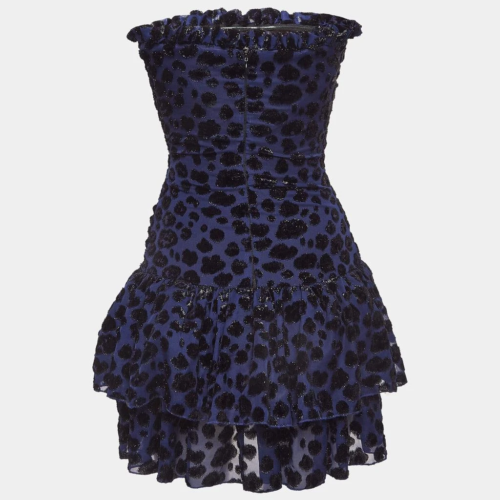 Maje Maje Blue Raziel Leopard Pattern Fil-Coupe Jacquard Dress M 2