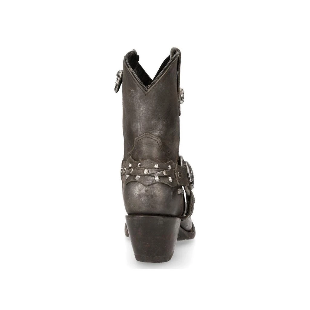 NewRock Black Leather Pointed Cowboy Boots- WSTM005-S1 6