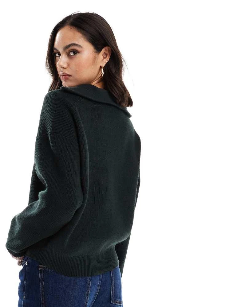 Fred Perry Fred Perry half zip knitted jumper in dark green and dusty pink 4