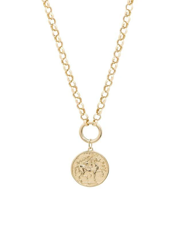 Saks Fifth Avenue 14K Yellow Gold Horse Coin Pendant Necklace 1