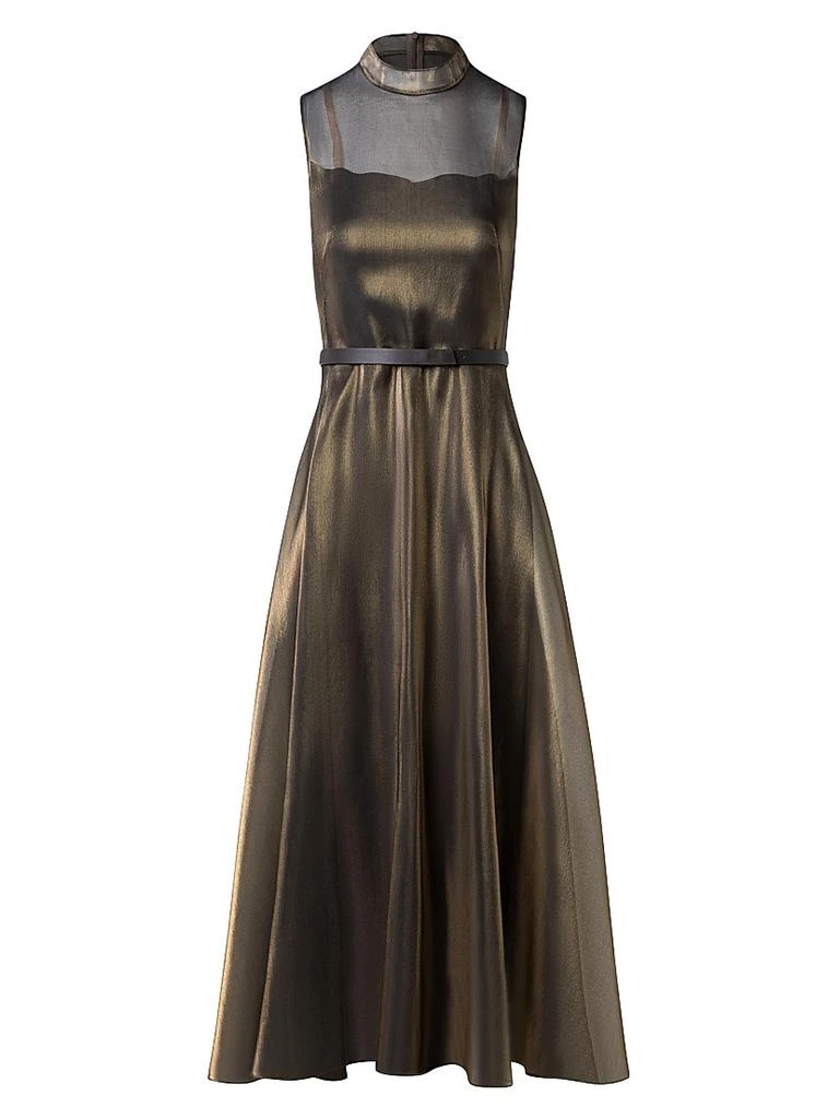green emerald velvet dress Sleeveless Mikado Fit And Flare Midi Dress With V-Back In Black