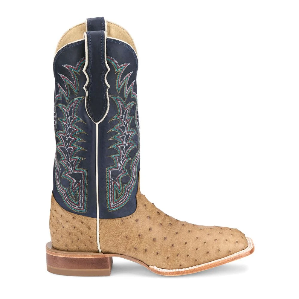 Justin Boots Chisolm Full Quill Ostrich Embroidered Square Toe Pull On Cowboy Boots 1