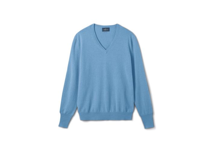 Eric Bompard Pull col V classique - Homme - BLEU GLAZ