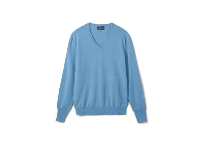 Eric Bompard Pull col V classique - Homme - BLEU GLAZ 1