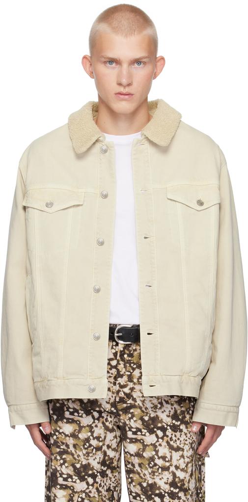 Isabel Marant Off-White Japao Faux-Shearling Denim Jacket