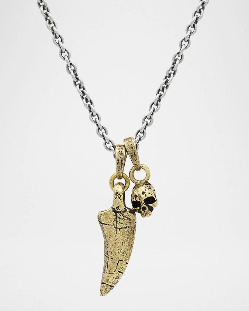 John Varvatos Men's T-Rex Tooth and Skull Pendant Necklace, 24"L 1