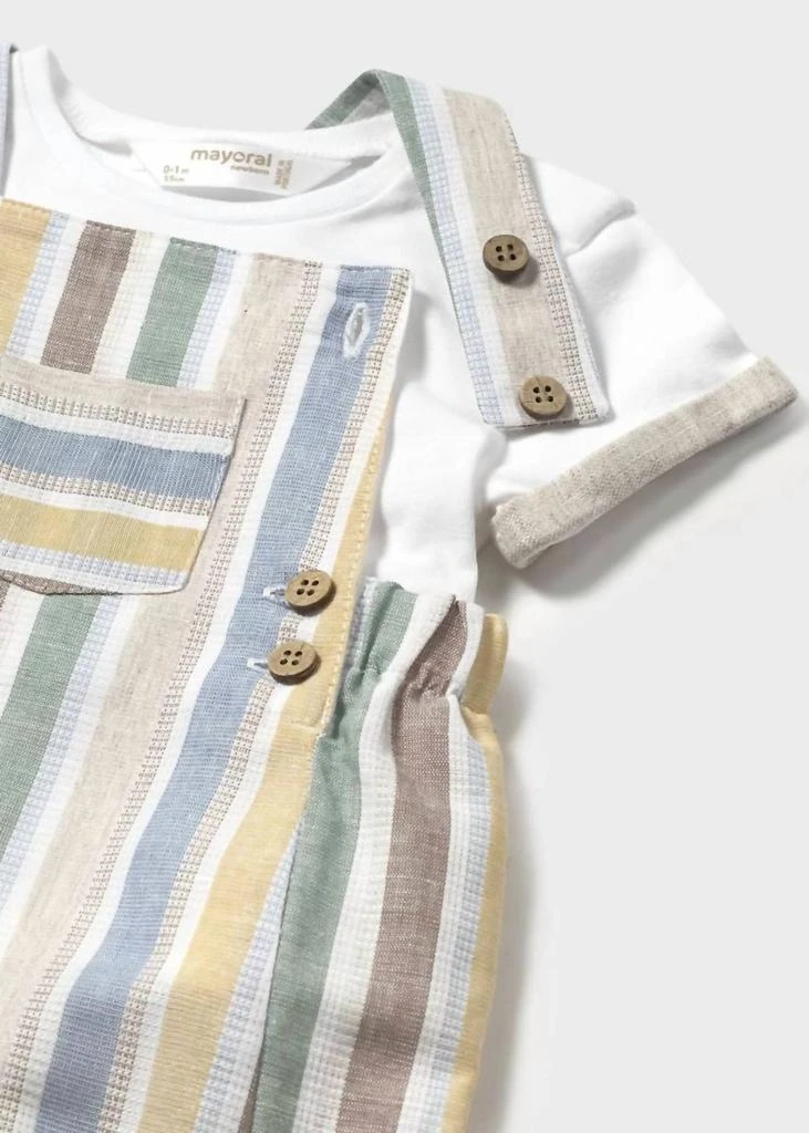 Mayoral Mayoral - Kid's Striped Linen Dungaree Set 3