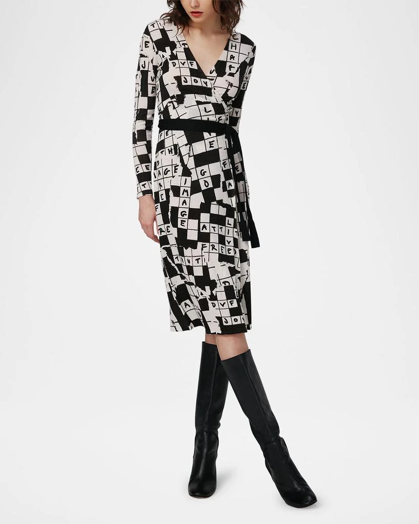 Diane von Furstenberg Luella Crossword-Print Midi Wrap Dress 2