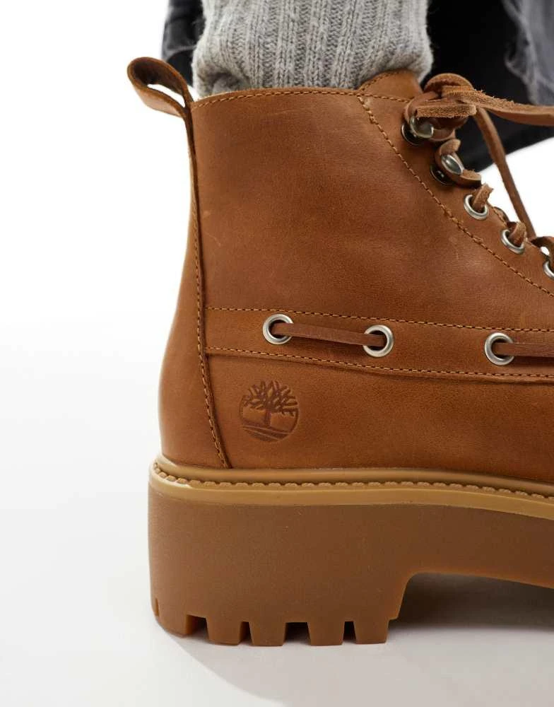 Timberland Timberland Stone Street lace up 7 eye elevated boots in wheat leather 4