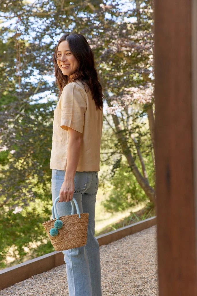 Kayu Mini St Tropez Pom Pom Straw Tote 4
