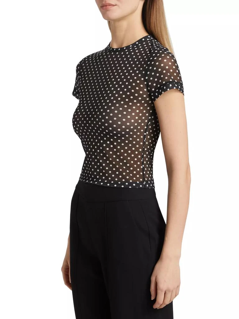 Alice + Olivia Tess Polka Dot Sheer Crewneck T-Shirt 4