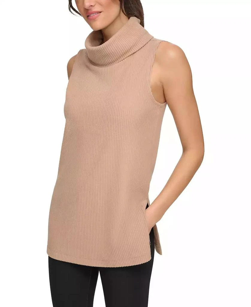 Marc New York by Andrew Marc Women's Brushed Rib Sleeveless Turtleneck Tunic with Side Vents Top 3