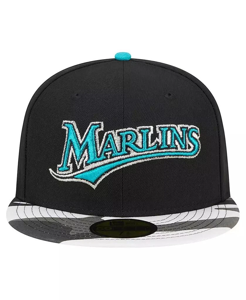 New Era Men's Black Florida Marlins Metallic Camo 59Fifty Fitted Hat 4