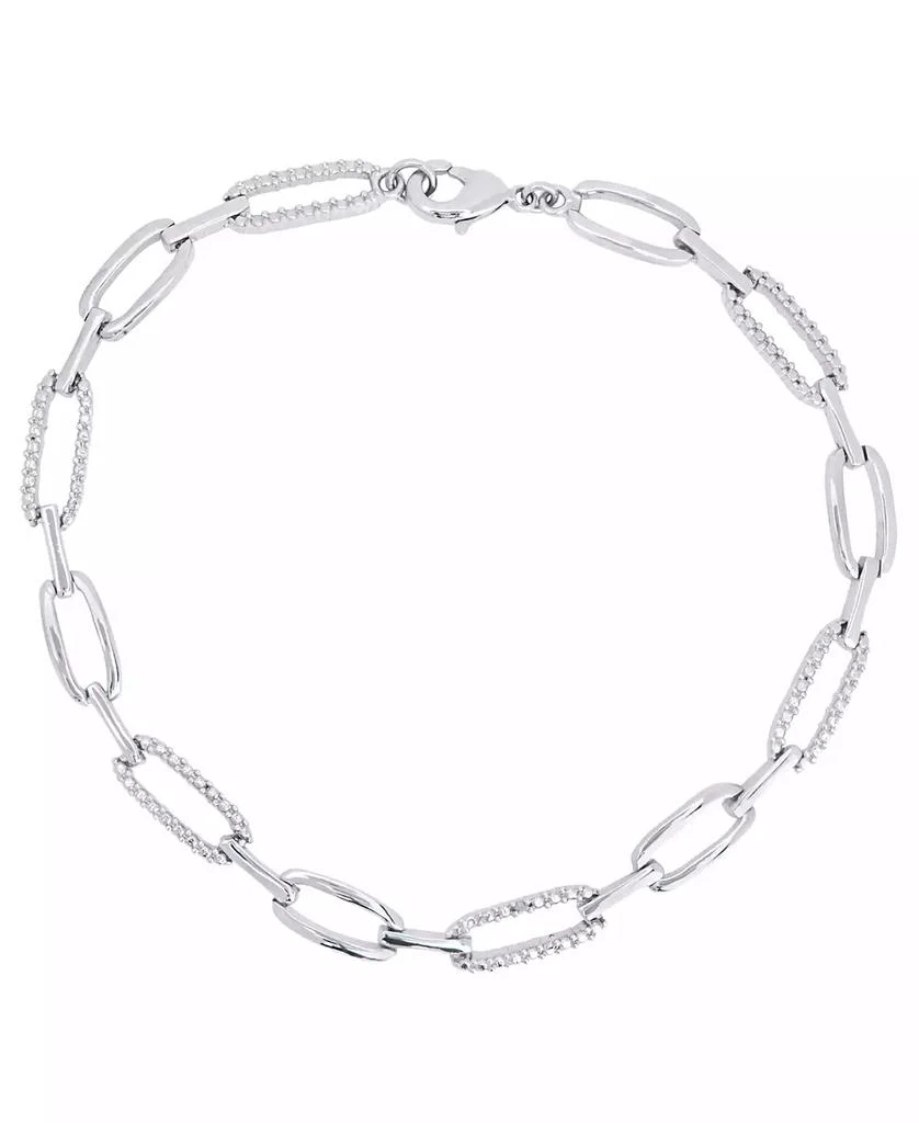 Macy
s Diamond Accent Paperclip Link Bracelet in Fine Gold Plate or Fine Silver Plate