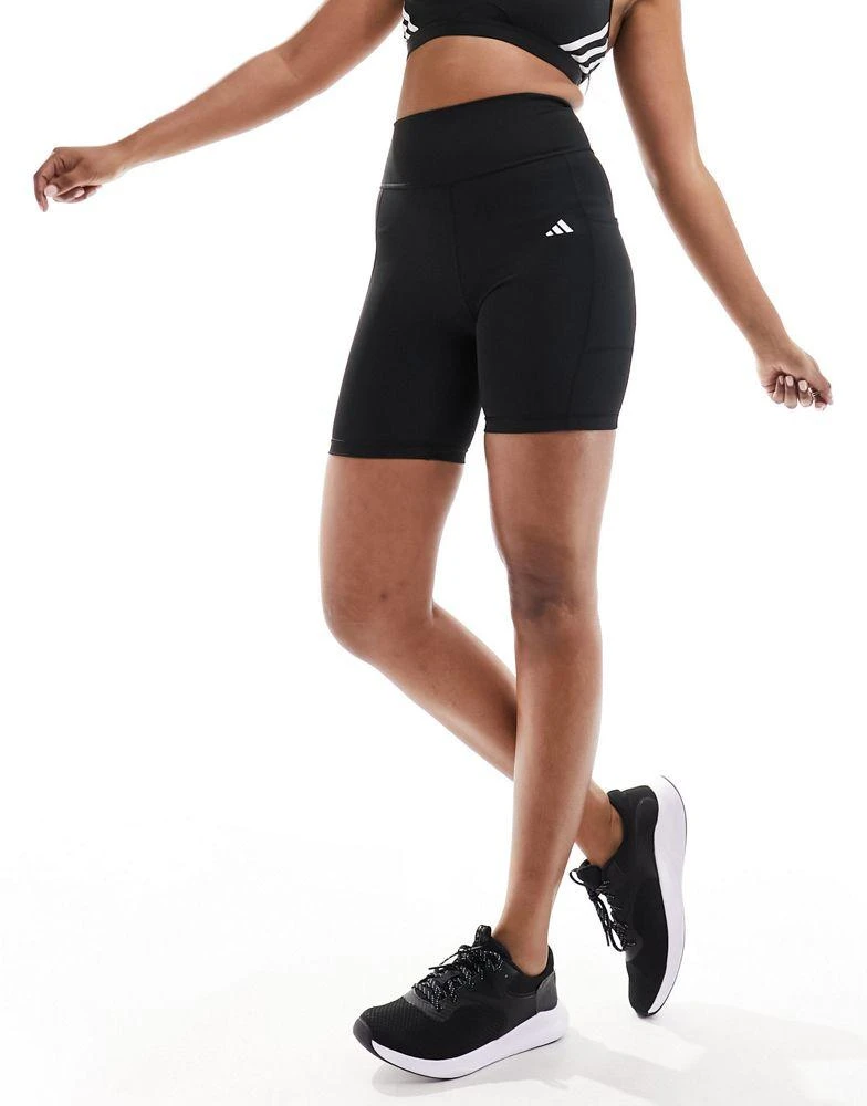 Adidas adidas Training Essentials legging shorts with phone pocket in black 4