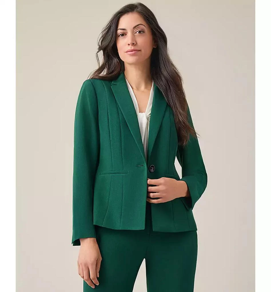 Kasper Women's Petite Notched Collar One-Button Blazer 5
