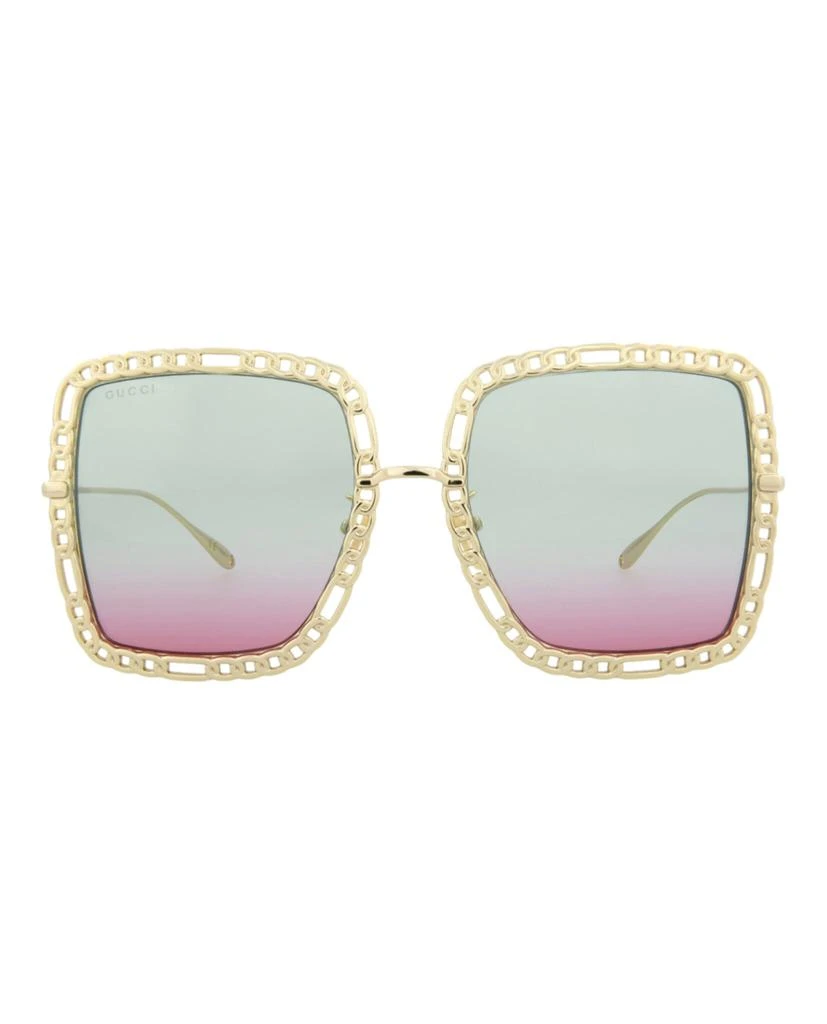 Gucci Square-Frame Metal Sunglasses
