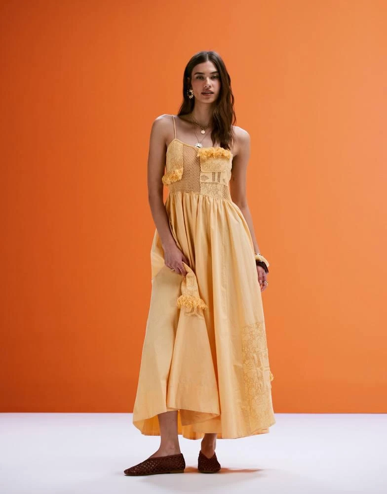 ASOS DESIGN cami lace patchwork midi dress in yellow  On Sale Now with Up  to 60% Off | Discover Exclusive Deals & Savings at BeyondStyle  Authentic  ASOS Home|women with Limited-Time