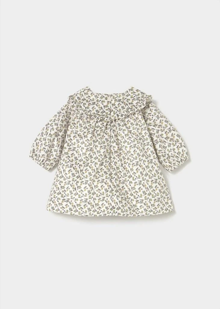 Mayoral Girls Printed Velvet Dress In Olive 2