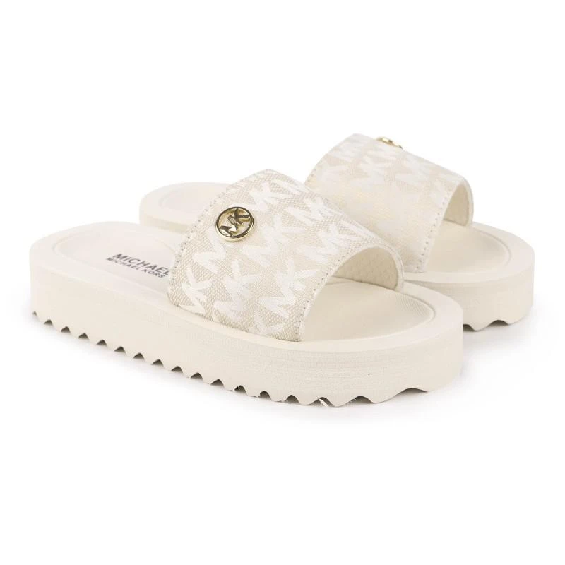 Michael Kors Keating golden logo mk logo slide sandal 1