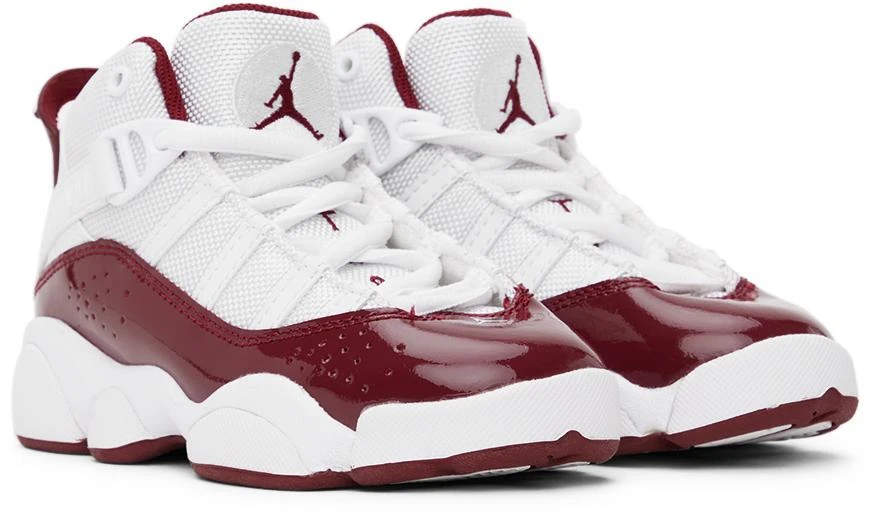 Jordan Kids White & Burgundy 6 Rings Little Kids Sneakers 4