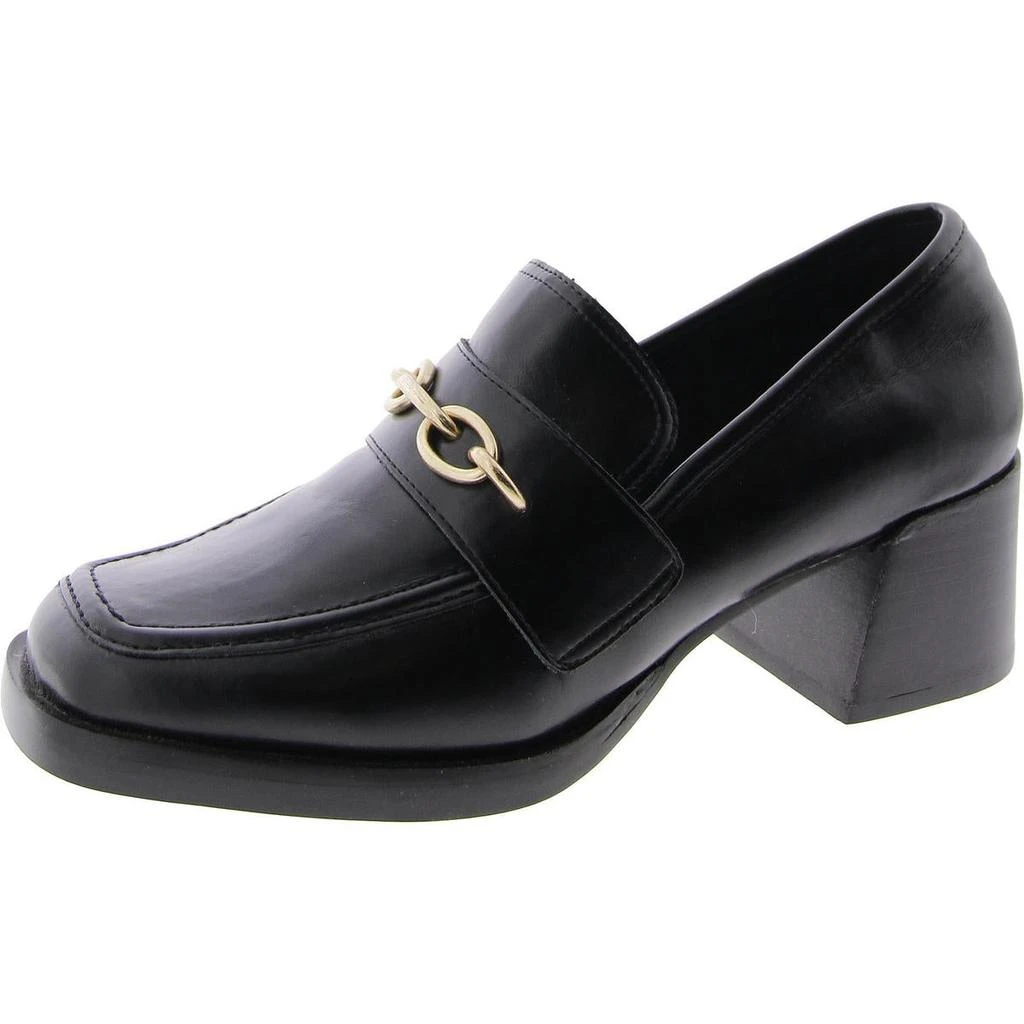 Steve Madden Clarkson Womens Faux Leather Block Heel Loafer Heels 1