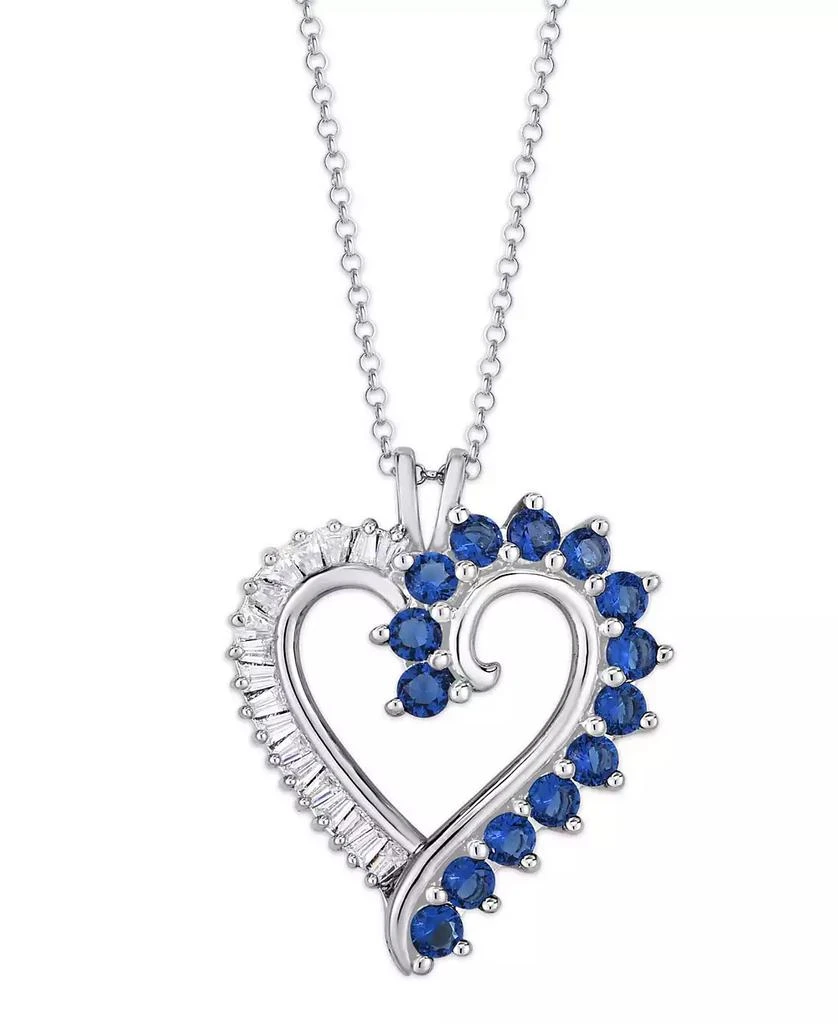 Macy's Simulated Sapphire Baguette and Cubic Zirconia Heart Pendant (Also in Amethyst) 1