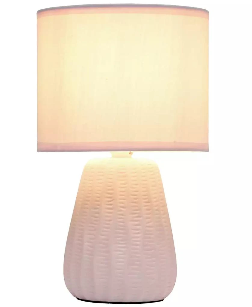 Simple Designs 11.02" Traditional Mini Modern Ceramic Texture Pastel Accent Bedside Table Desk Lamp with Matching Fabric Shade 42