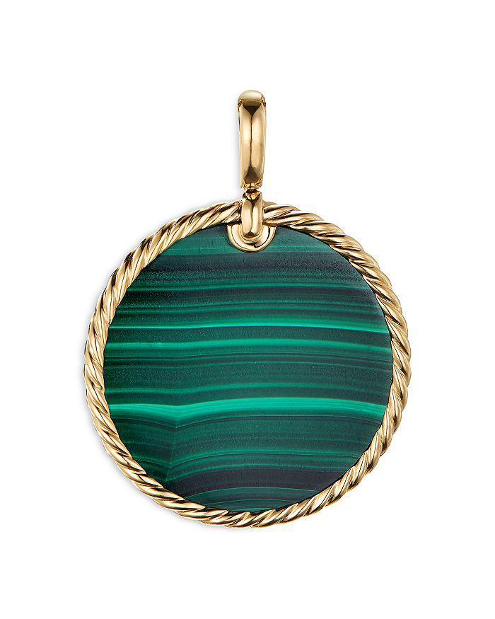 David Yurman 18K Yellow Gold DY Elements® Disc Pendant with Malachite