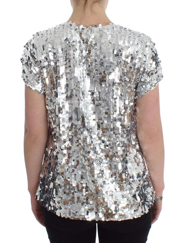 Dolce & Gabbana Dolce & Gabbana  Silver Sequined Crewneck Blouse T-shirt Top 3