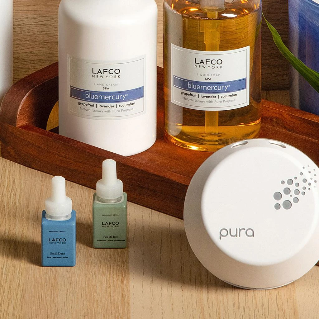 LAFCO Pura Smart Home Fragrance Diffuser With Sea and Dune and Feu de Bois Fragrance Set 2