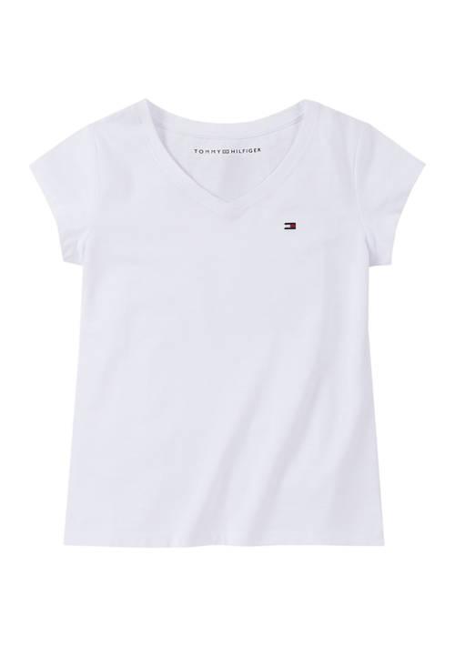 Tommy Hilfiger Hilfiger Girls 7 16 Signature Solid V Neck Tee