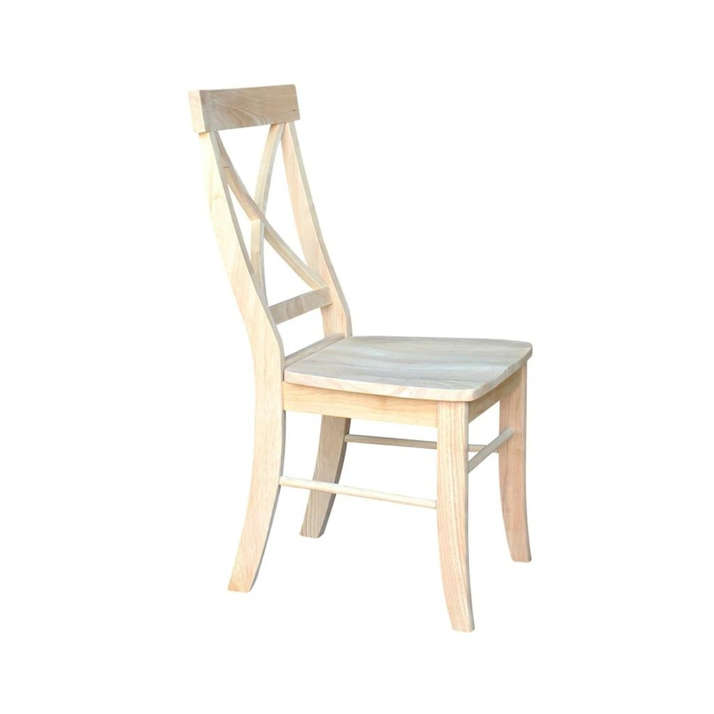 QuikFurn Set of 2 - Unfinished Wood Dining Chairs with X-Back Seat Backrest 2