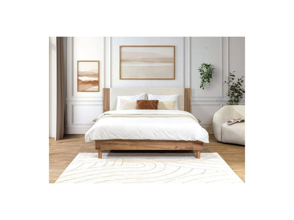 预计3周后发货 Bobochic Lit Avec Lattes Massives - Pieds Bois Naturel - Lior - Beige 4