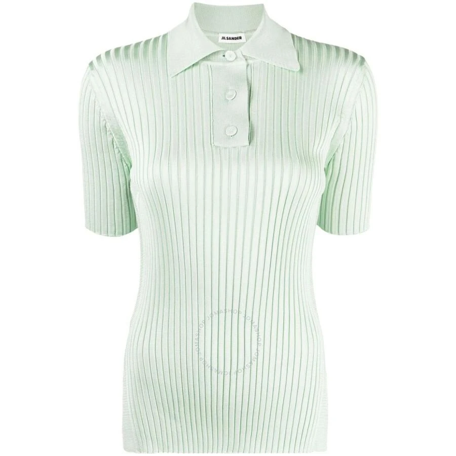 Jil Sander Ladies Apple Ribbed Knit Polo Shirt 1