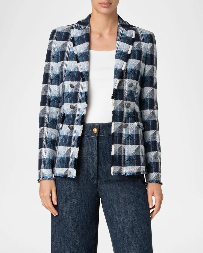 Akris Rhombus Jacquard Denim Blazer with Double Breast Illusion 3