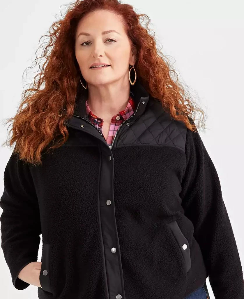 Style & Co Plus Size Quilted-Yoke Sherpa Jacket, Created for Macy's 3