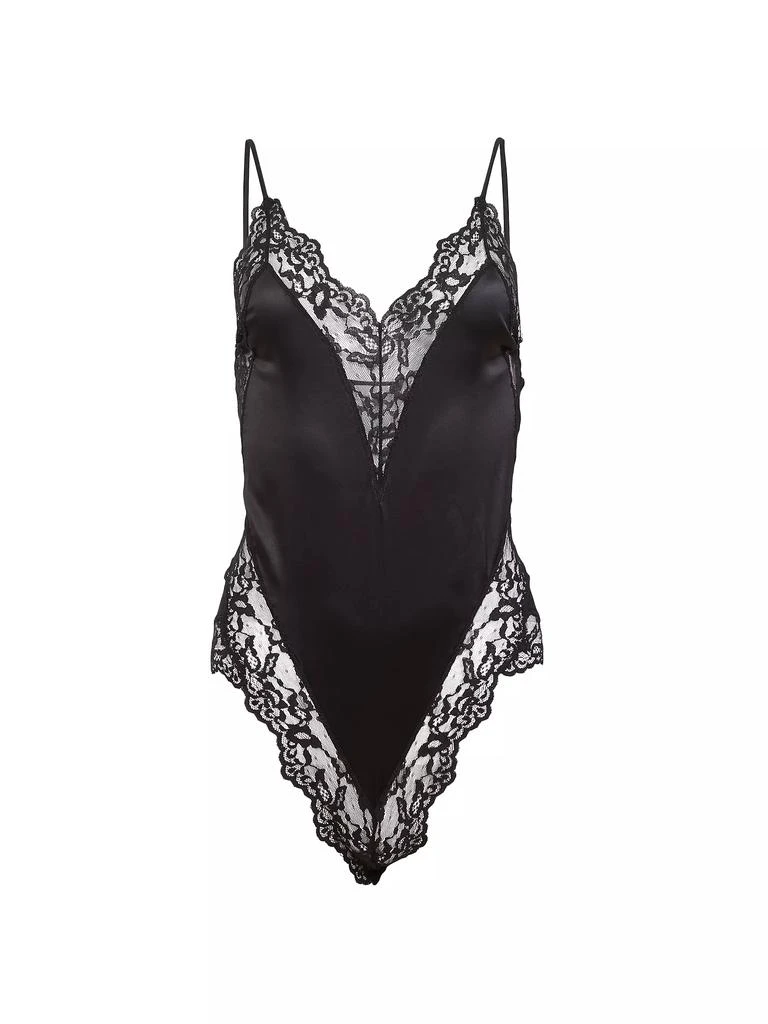 Fleur du Mal Lace-Trim Stretch-Silk Teddy 1