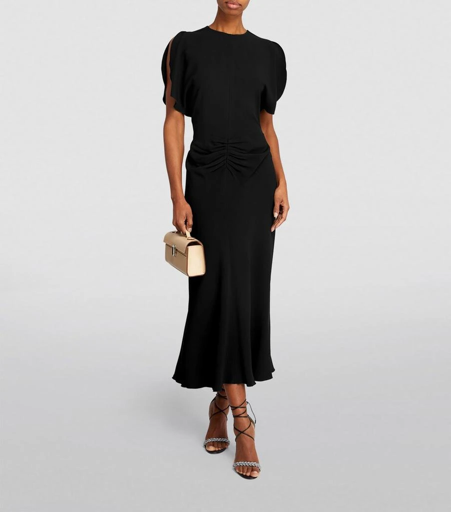 knee length dresses for ladies Gathered Waist Midi Dress in Port main image 1
